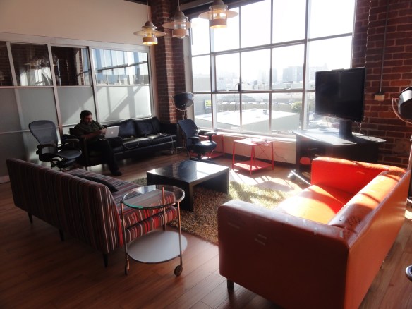 Ustream couches next to kitchen