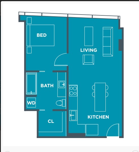 No Dining Room in the Wilshire Vermont One Bedroom.